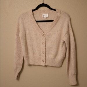 Line and Dot Heather Cream Cropped Cardigan